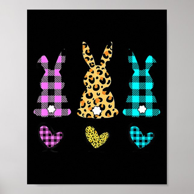 Leopard easter bunny rabbit trio cute easter day  poster (Front)