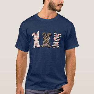 Leopard Easter Bunny Rabbit Trio Cute Easter Day T-Shirt