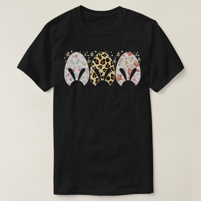 Leopard Easter Bunny Rabbit Trio Cute Easter  T-Shirt (Design Front)
