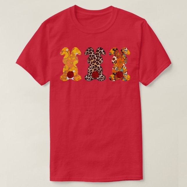 Leopard Easter Bunny Rabbit Trio Cute Easter T-Shirt (Design Front)