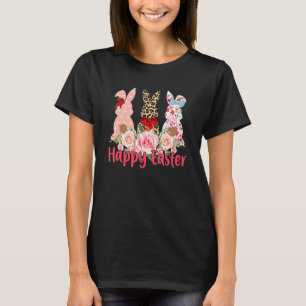Leopard Easter Bunny Rabbit Trio Cute Happy Easter T-Shirt