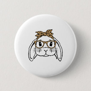 Leopard Easter Day Bunny Face Sungles Easter 6 Cm Round Badge