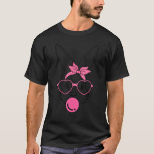 Leopard Easter Day Cute Bunny With Bandanna Glasse T-Shirt
