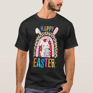 Leopard Easter Rainbow Bunny Rabbit Trio Cute Happ T-Shirt