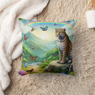 Leopard Elegance: Colourful Jungle Escape Cushion