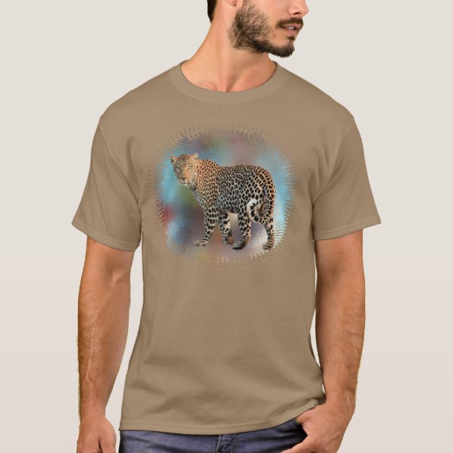 Leopard Elegant Modern Pebble Colour Template T-Shirt (Front)