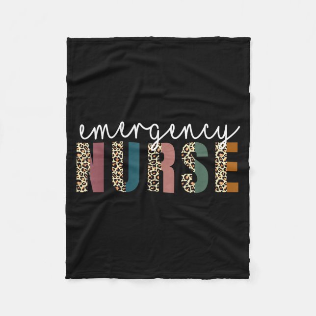 Leopard Emergency Nurse ER Trauma Emergency Fleece Blanket (Front)