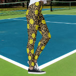 Leopard Exotic Animal Print Yellow Pickleball Leggings<br><div class="desc">Take your game up a notch with these cool pickleball leggings featuring yellow pickleballs set against a background of a tan and black leopard animal print.  Great for everyday rec play,  tournament play or just running around town.</div>