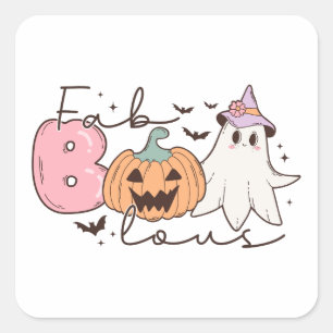 Leopard Fab Boo Lous Halloween Square Sticker