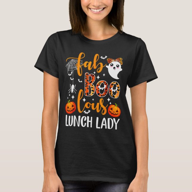 Leopard Fab Boo Lous Lunch Lady Matching Group Tee (Front)