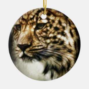 Leopard face ceramic tree decoration