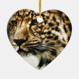 Leopard face ceramic tree decoration