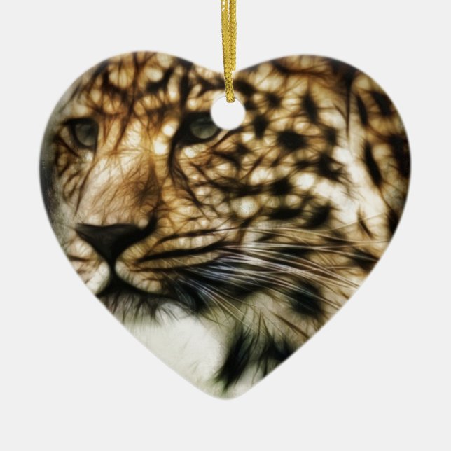 Leopard face ceramic tree decoration (Front)