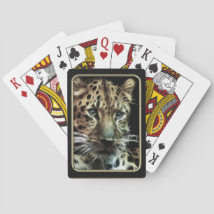 Leopard Face Fractal Art Playing Cards