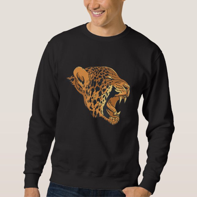 Leopard Face Head Jaguars Cheetahs Big Cat Wild An Sweatshirt (Front)