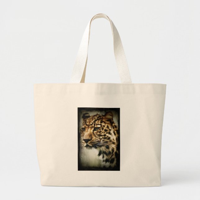 Leopard face large tote bag (Front)