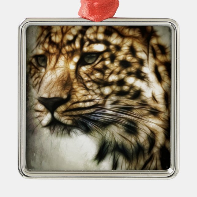Leopard face metal tree decoration (Front)