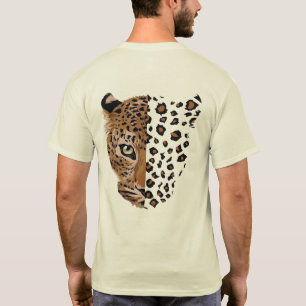 Leopard Face & Print Split T-Shirt Wild Animal