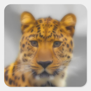 Leopard Face Square Sticker