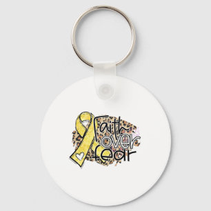 Leopard Faith Over Fear Childhood Cancer Awareness Key Ring