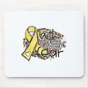 Leopard Faith Over Fear Childhood Cancer Awareness Mouse Mat