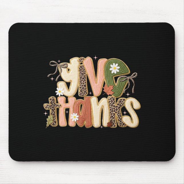 Leopard Fall Give Thanks Coquette Latch Hook Yarn  Mouse Mat (Front)