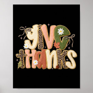 Leopard Fall Give Thanks Coquette Latch Hook Yarn Poster