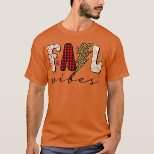Leopard Fall Vibes Pumpkin Season Happy Fall Thank T-Shirt