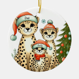 Leopard Family Add Name Ceramic Tree Decoration