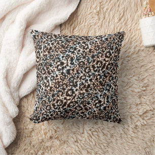 leopard, fashionable, spotted, brown, beige, skin, cushion