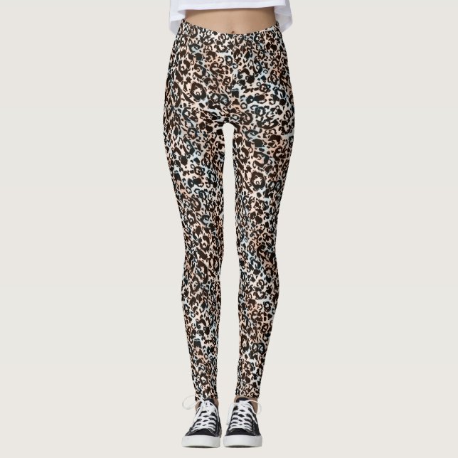 leopard, fashionable, spotted, brown leggings (Front)