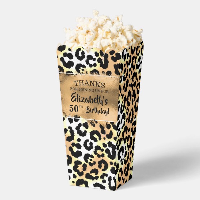 Leopard Faux Foil Popcorn Favour Box (Popped)