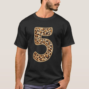 Leopard Fifth 5th Birthday Party Five 5 Years Old T-Shirt
