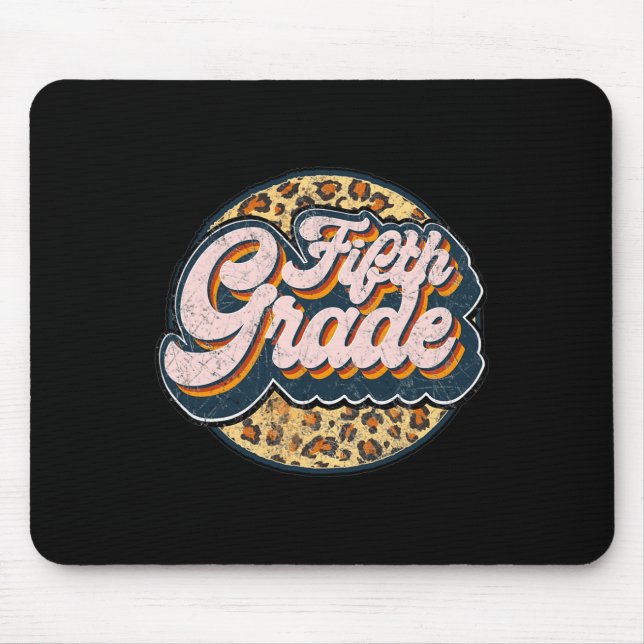 Leopard Fifth Teacher Cute 5th Grade Back to Schoo Mouse Mat (Front)