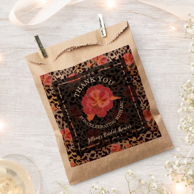 Leopard Floral Bridal Shower Thank You Favour Bags (Clipped)