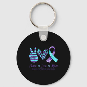 Leopard Floral Ribbon Peace Love Hope Suicide Prev Key Ring