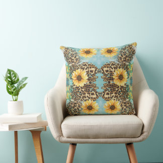 Leopard Flower Pillow, Flower Pillow