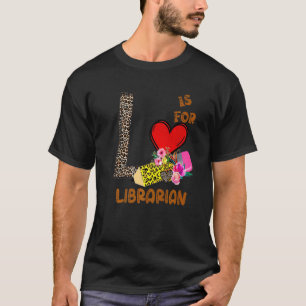 Leopard Flowers Pencil Librarian T-Shirt