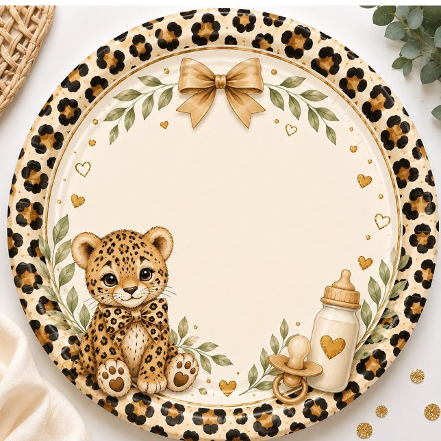 Leopard for Baby Shower Paper Plate (Creator Uploaded)