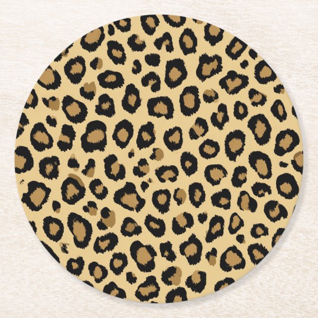 Leopard for Baby Shower Round Paper Coaster (Front)