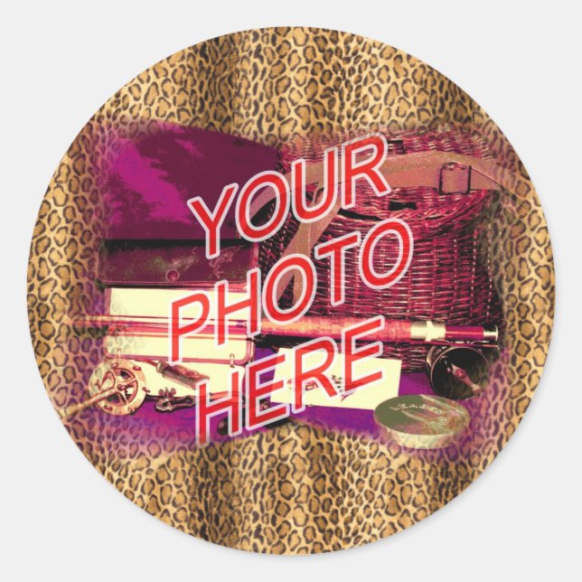 Leopard Frame Template Classic Round Sticker (Front)