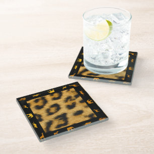 Leopard Fur African Border - Glass Coaster