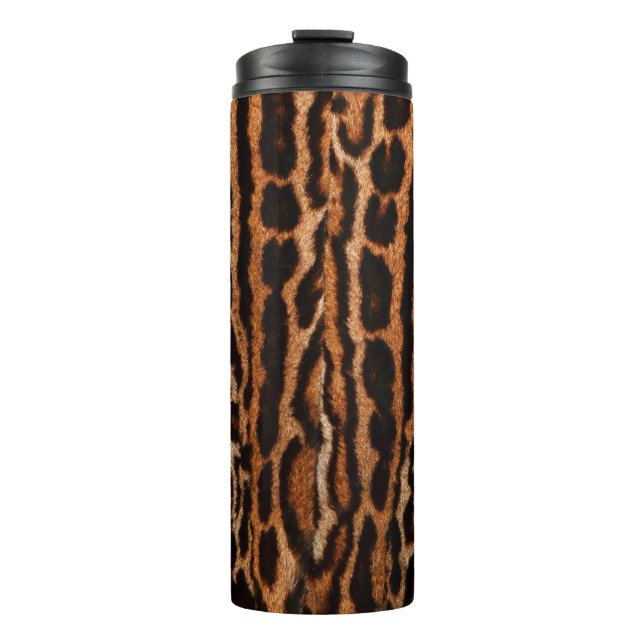 leopard fur background texture thermal tumbler (Front)