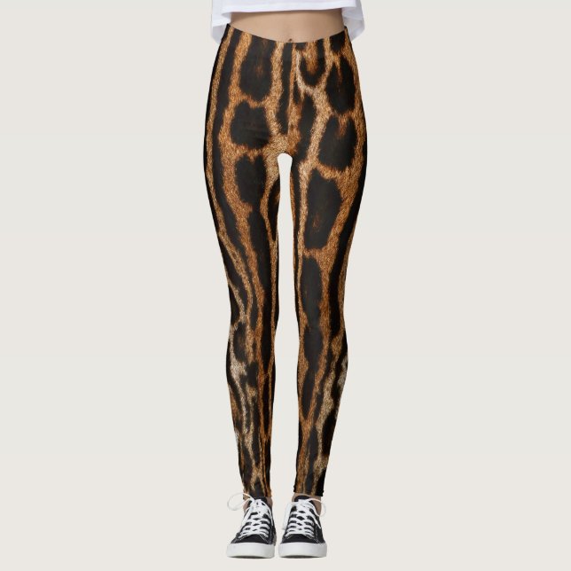 Leopard Fur Background Vintage Texture Leggings (Front)