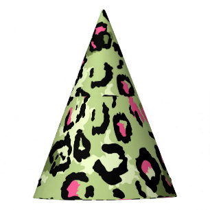 Leopard fur, fashionable seamless pattern. party hat