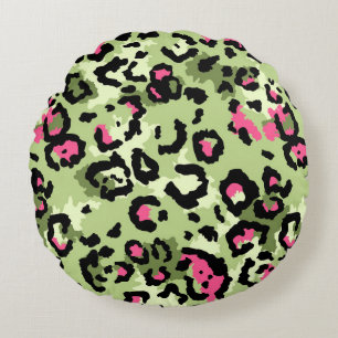 Leopard fur, fashionable seamless pattern. round cushion