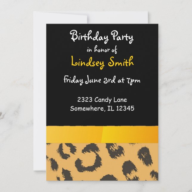 Leopard Fur Pattern Birthday Invitation (Front)