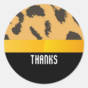 Leopard Fur Pattern Thank You Classic Round Sticker