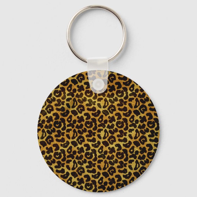 Leopard Fur Print Animal Pattern Key Ring (Front)