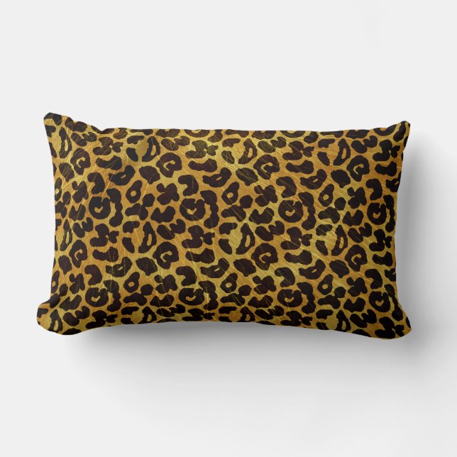 Leopard Fur Print Animal Pattern Lumbar Cushion (Front)
